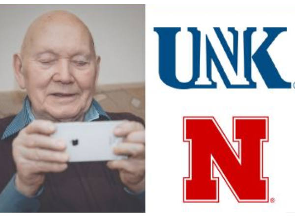Man with photo offset with logos for UNK and UNL
