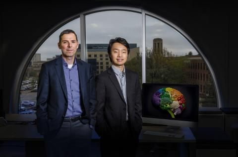 Aron Barbey (left) and Jisheng Wu are photographed in the Center for Brain, Biology and Behavior.